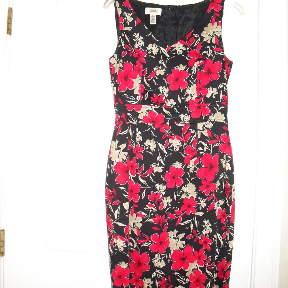 Talbot Black & Red & Tan Floral Sleeveless Dress - Size 8